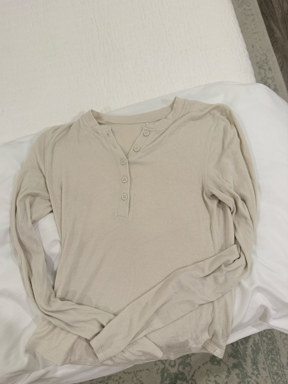 lululemon athletica Ribbed Henley Long-Sleeve Top - Beige